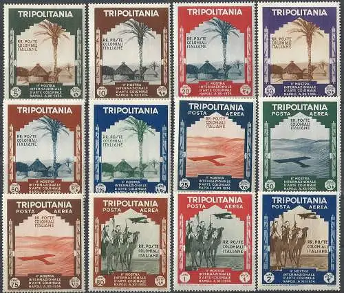 1934 Tripolitania 2. Mostra Arte 12v. MNH Sassone n. 94/99+A