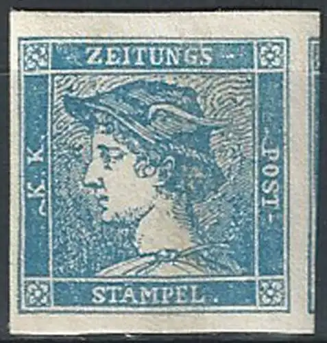 1851 Lombardo Veneto Giornali 3c. azzurro III MNH Sassone n.3