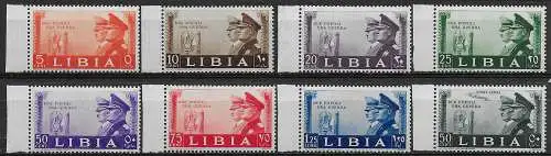 1941 Libia Asse 8v. MNH Sassone n. 171/177+A