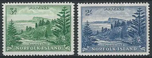 1959 Norfolk Islands Ball Bay 2v. MNH SG n. 6a+12a