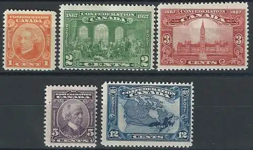 1927 Canada Giorgio V Confederation 5v. MNH SG n. 266/70