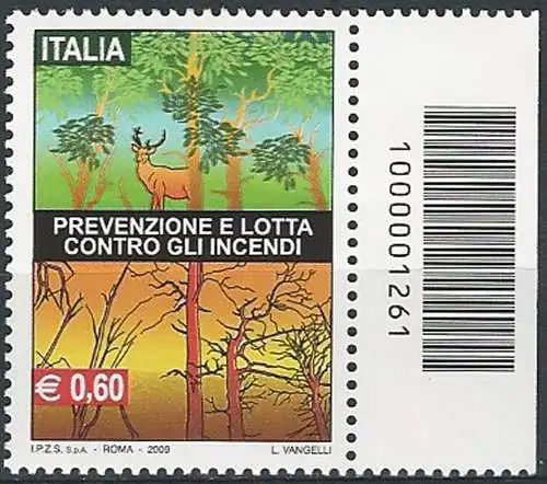 2009 Italia prevenzione incendi codice a barre MNH Unif. 3165cb