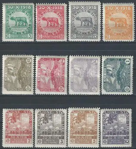 1919 Fiume Plebiscito del 30-X-1918 12v. MNH Sassone n. 62/73