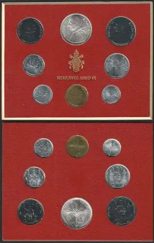 1968 Vaticano mint divisional series 8 coins FDC-BU