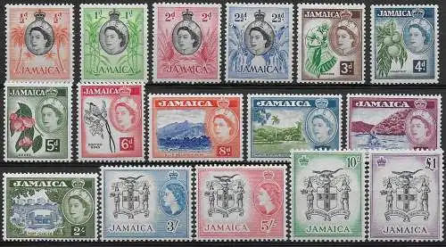 1956-58 Jamaica 16v. MNH SG n. 159/74