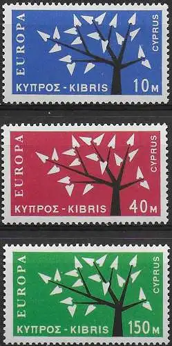 1963 Cyprus Stylised Tree 3v. MNH SG n. 224/26