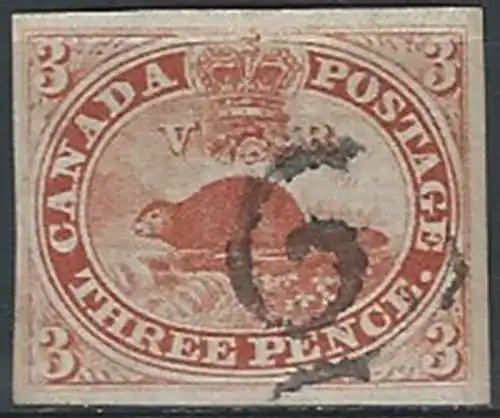 1851 Canada Quebec Castoro americano 1v. canceled SG n. 1