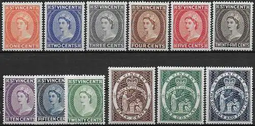 1955-63 St Vincent Elisabetta II 12v. MNH SG n. 189/200