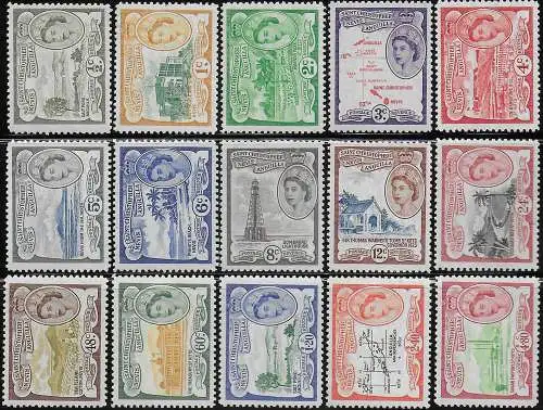 1954-63 St Christopher Elizabeth II 15v. MNH SG n. 106a/18