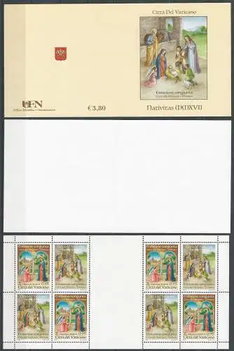 2017 Vaticano BF Natale 4v. varietà MNH