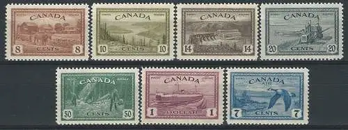 1946-47 Canada Peace re- conversion 7v. MNH SG n. 401/07