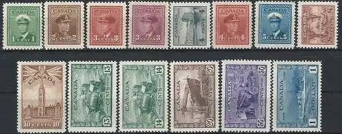 1942-48 Canada war effort 14v. MNH SG n. 375/88