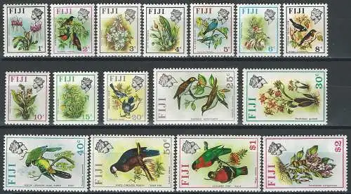 1971 Fiji Elizabeth II Birds and Plants 16v. MNH SG n. 435/50