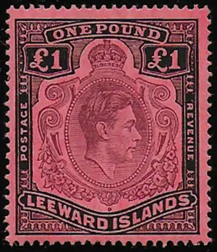 1945 Leeward Islands 1£ black/salmon MNH SG. n. 114b