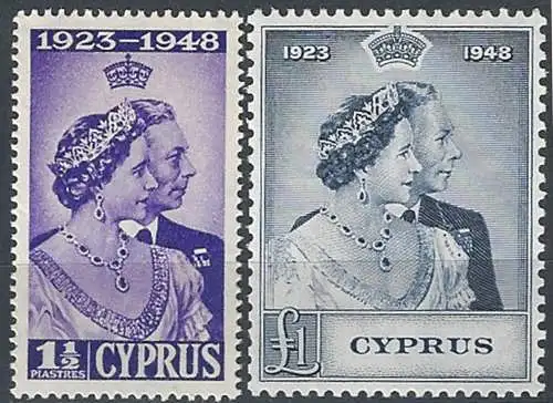 1948 Cyprus Silver Wedding 2v. MNH SG n. 166/67