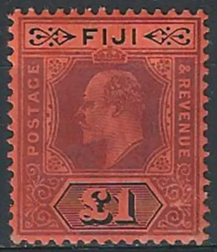 1912 Fiji Edward VII £1 purple and black-red MNH SG n. 124