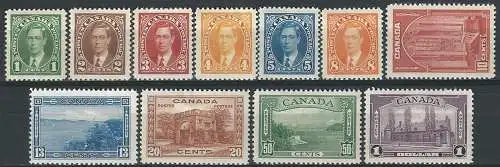 1937-38 Canada Giorgio VI 11v. MH SG n. 357/67