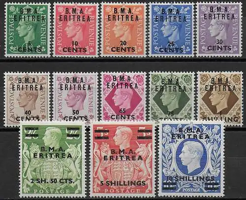 1948 Eritrea B.M.A. 13v. MNH Sassone n. 1/13