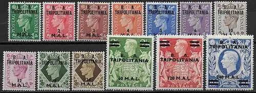 1950 Tripolitania B.A. 13v. MNH Sassone n. 14/26