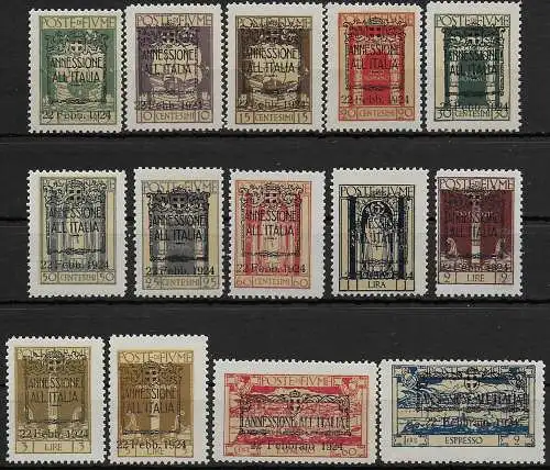 1924 Fiume Annessione MNH Sassone n. 214/25+E