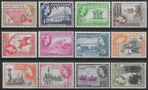 1952-54 Gold Coast Elizabeth II 12v. MNH SG n. 153/64