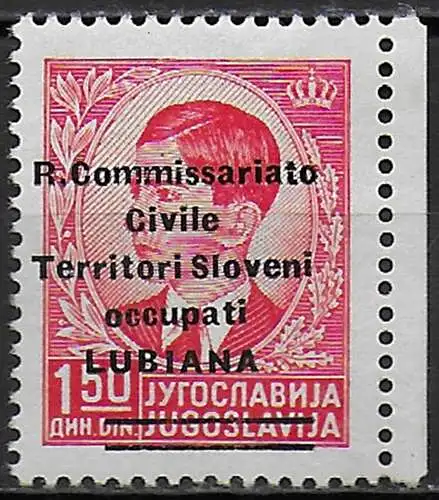 1941 Lubiana Italian occupation 1v. MNH Sassone n. 34