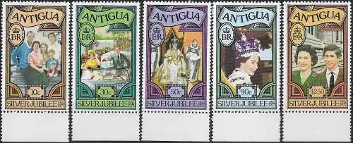 1977 Antigua silver jubilee 5v. MNH SG. n. 526/30