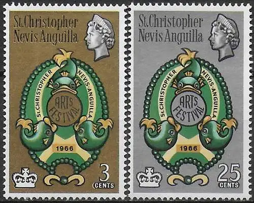 1966 St Christopher-Nevis arts festival 2v. MNH SG. n. 159/60