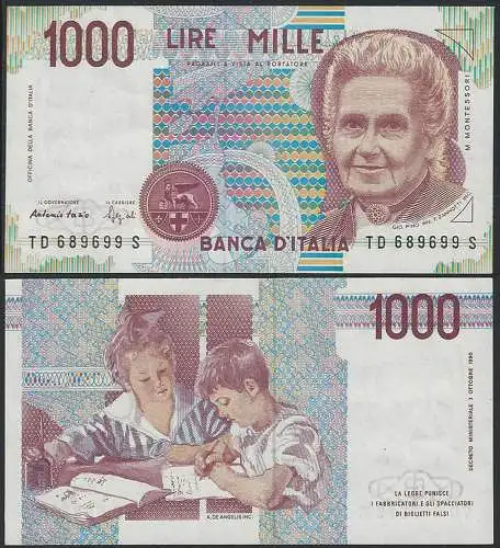 1994 Italia Lire 1.000 Maria Montessori FDS Rif BI 58D Gigante