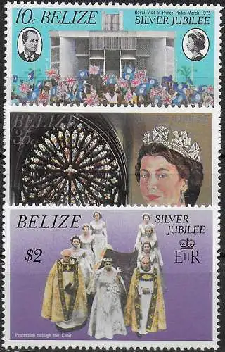 1977 Belize silver jubilee 3v. MNH SG. n. 449/51