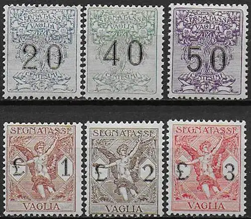 1924 Italia segnatasse per Vaglia dc 6v. MNH Sassone n. 1/6