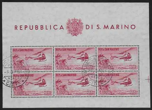 1961 San Marino Lire 1.000 helicopter MS used Sassone n. 22