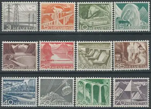 1949 Svizzera tecnica e paesaggi 12v. MNH Unificato n. 481/92