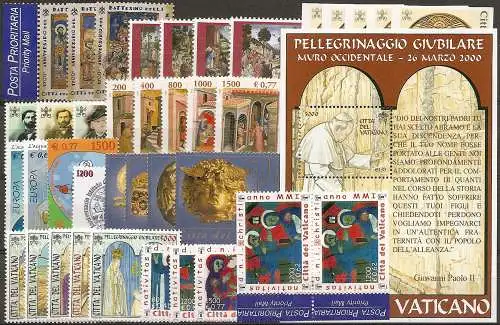 2001 Vaticano complete year 38v.+1MS+1 booklet MNH