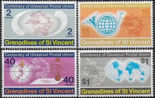 1974 Grenadines of Saint Vincent UPU 4v. MNH SG. n. 26/29