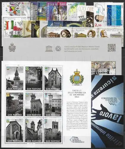 2014 San Marino complete year 23v.+3MS MNH