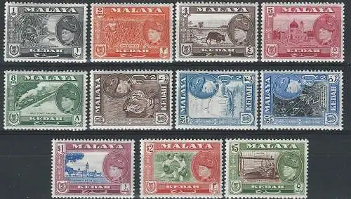 1957 Kedah Sultan Bablishah 11v. MNH SG n. 92/102