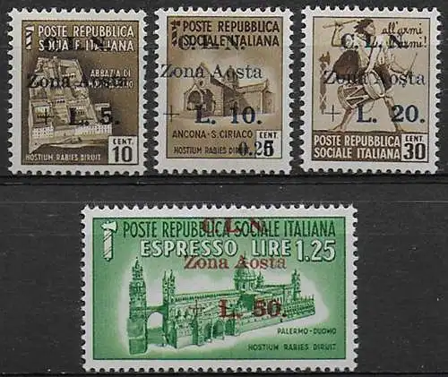 1944 Aosta CLN nuovo valore MNH Sass n. 5/8