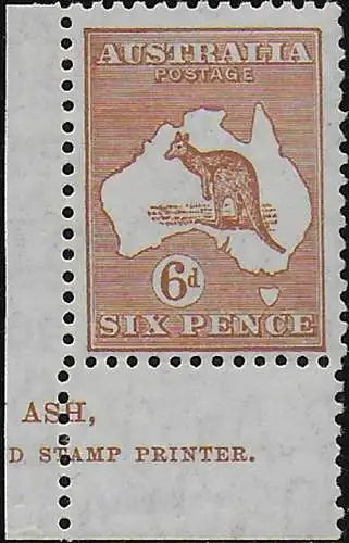 1932 Australia Kamgaroo 6d. chestnut af MNH SG n. 132