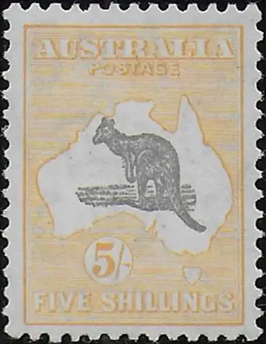 1932 Australia Kamgaroo 5s. grey and yellow MNH SG n. 135