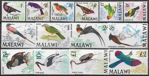 1968 Malawi Birds 14v. MNH SG n. 310/23