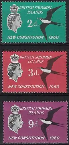 1961 British Solomon New Constitution 1960 3v. MNH SG. n. 97/99