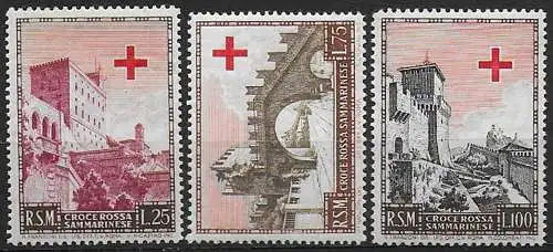 1951 San Marino Red Cross 3v. MNH Sassone n. 369/71