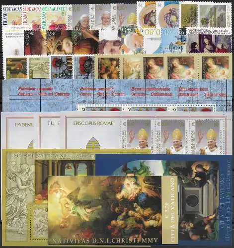 2005 Vaticano complete year 28v+7MS+1 booklet MNH