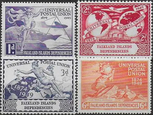 1949 Falkland Dependencies UPU 75th Anniversary 4v. MNH Michel n. 14/17