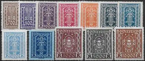 1923-24 Austria allegorie 12v. MNH Unificato n. 314/25