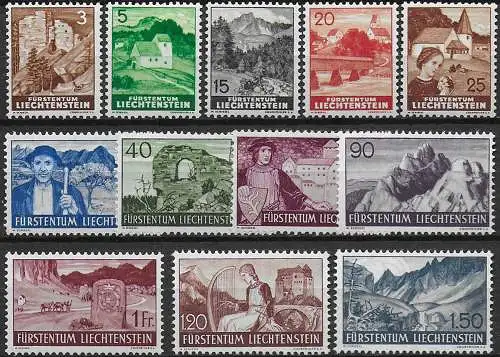 1937-38 Liechtenstein 12v. MNH Unif n. 141/52