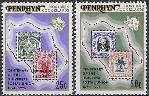 1974 Penrhyn UPU 2v. MNH SG. n. 70/71