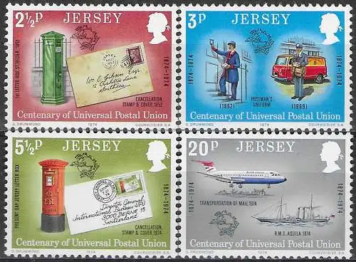 1974 Jersey UPU 4v. MNH SG. n. 107/110