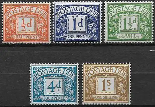 1951-52 Great Britain postage due 5v. MNH Unificato n. 32/36